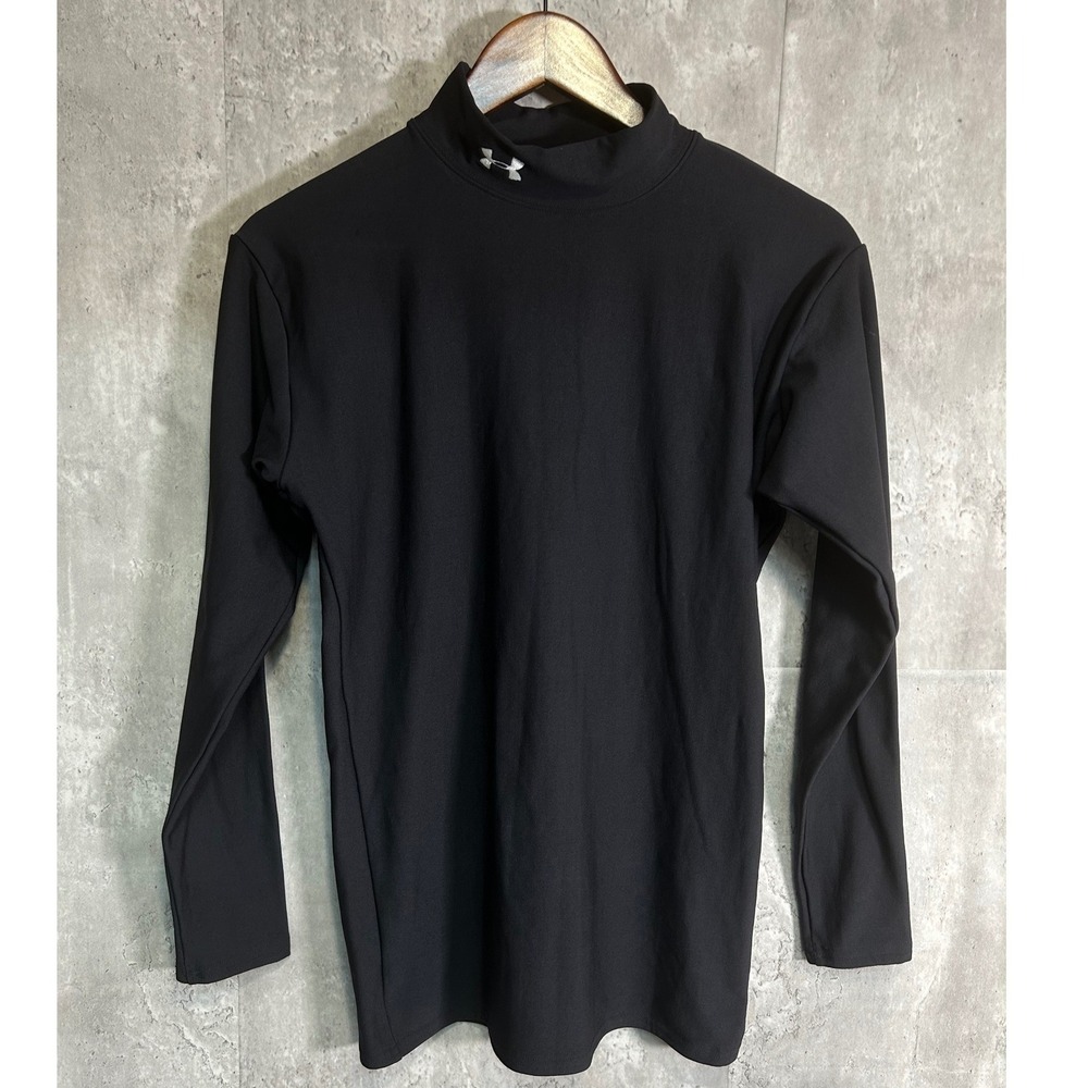 Under Armour ColdGear Mock Neck Long Sleeve Top Blk LG Womens Base Layer Fitted